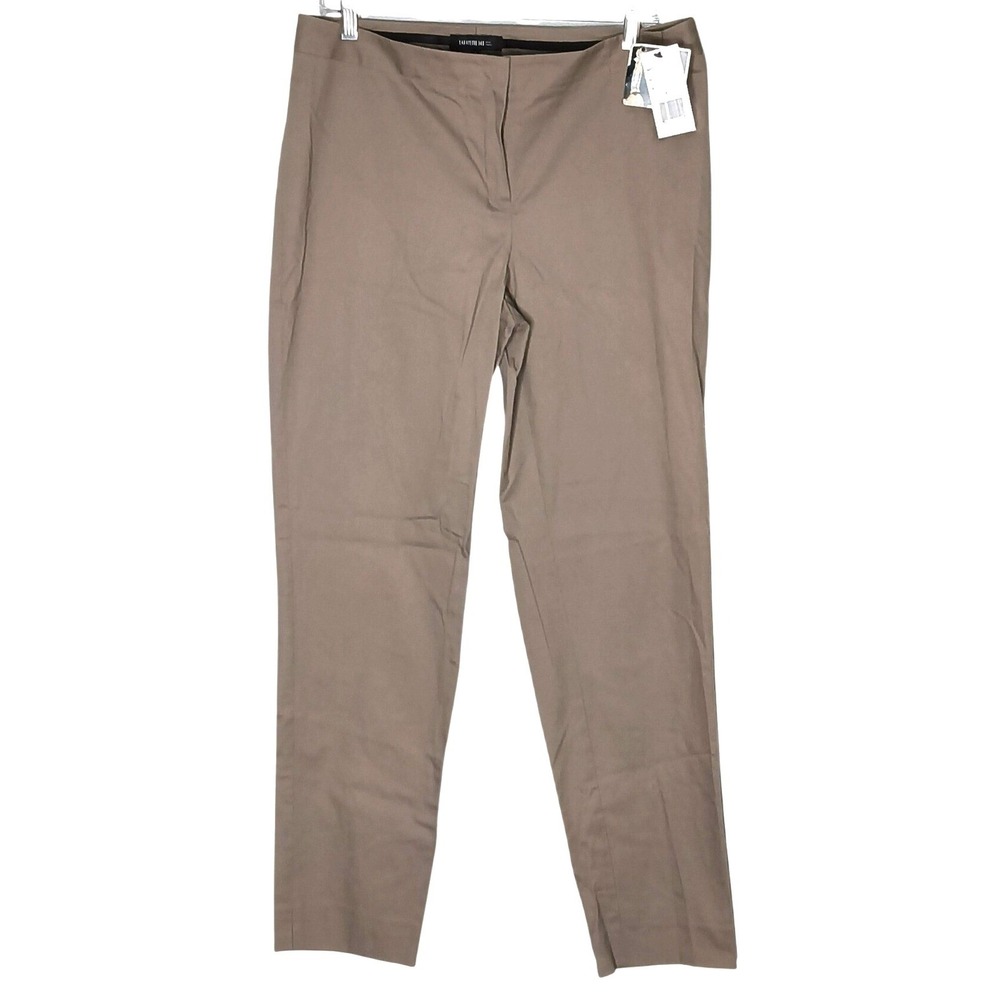 Lafayette 148 Slim Fit Trousers Women Size 8 Mushroom Taupe Brown Cotton Stretch